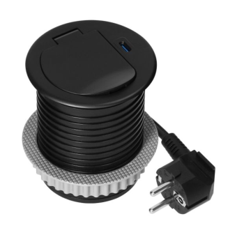 GNIAZDO MEBLOWE ORNO OR-GM-9040/B Ø6cm KABEL 1,9m 1xUSB